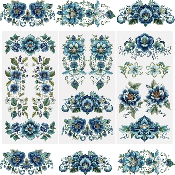 3 Sheets Rub On Transfer Stickers, Green Pattern Waterproof Decals Furniture Craft Decorative, Junk Journals for DIY Scrapbooking, 15 * 30cm