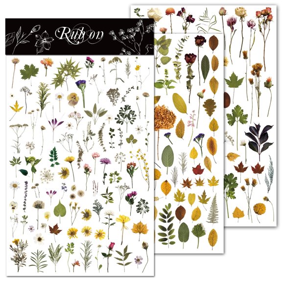 3 Sheets Rub on Transfers for Crafts Pressure Stickers Fit Fabric Acrylic Wood Paper Scrapbooking Stuff Vintage Junk Journal Supplies Dried Flowers Elements