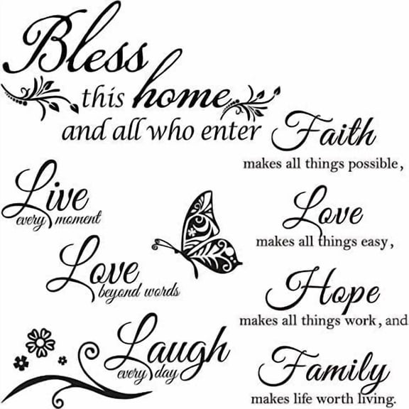 3 Sheets Vinyl Wall Quote Stickers Love Faith Hope Family Inspirational Stickers Motivational Wall Decals Bible Verse Inspirational Sayings for Home School Decorations(Classical)