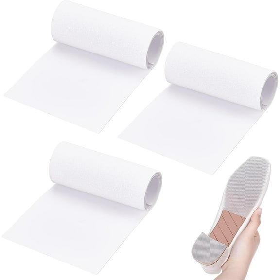 3 Sheets White Clear Sole Protector 19.7x3.9inch Rectangle Self-Adhesive Pads Thermoplastic Rubber Non-Slip Sole Stickers for Heels diy