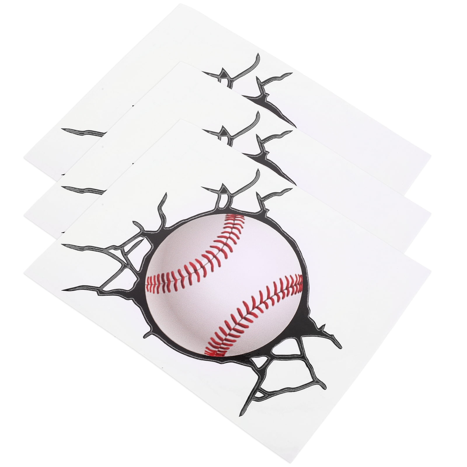 3 Sheets of Baseball Wall Sticker Fitness Room Wall Decal Self-adhesive Sports Wall Sticker for Room