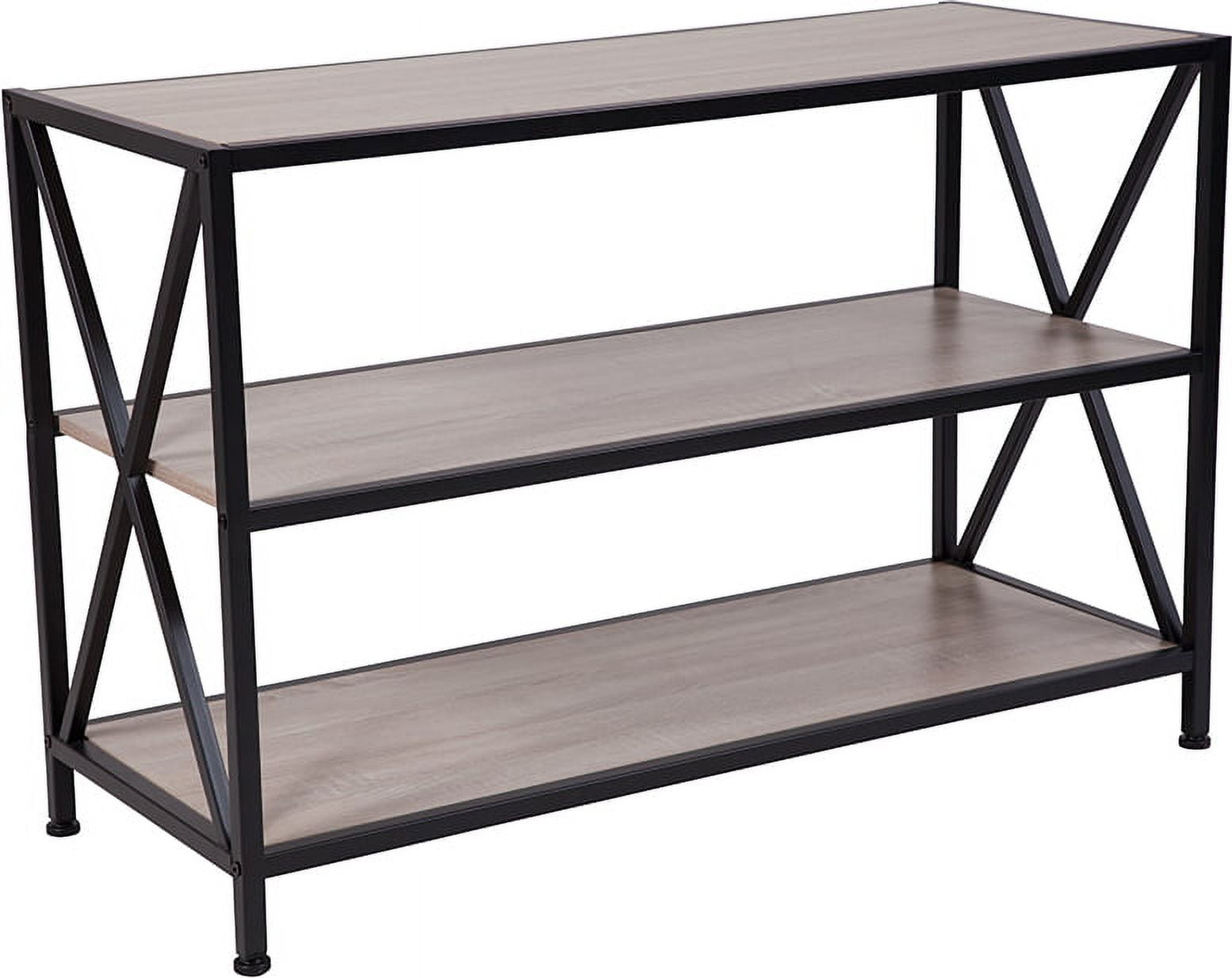 3 Shelf 26"H Cross Brace Bookcase in Sonoma Oak Wood Grain Finish