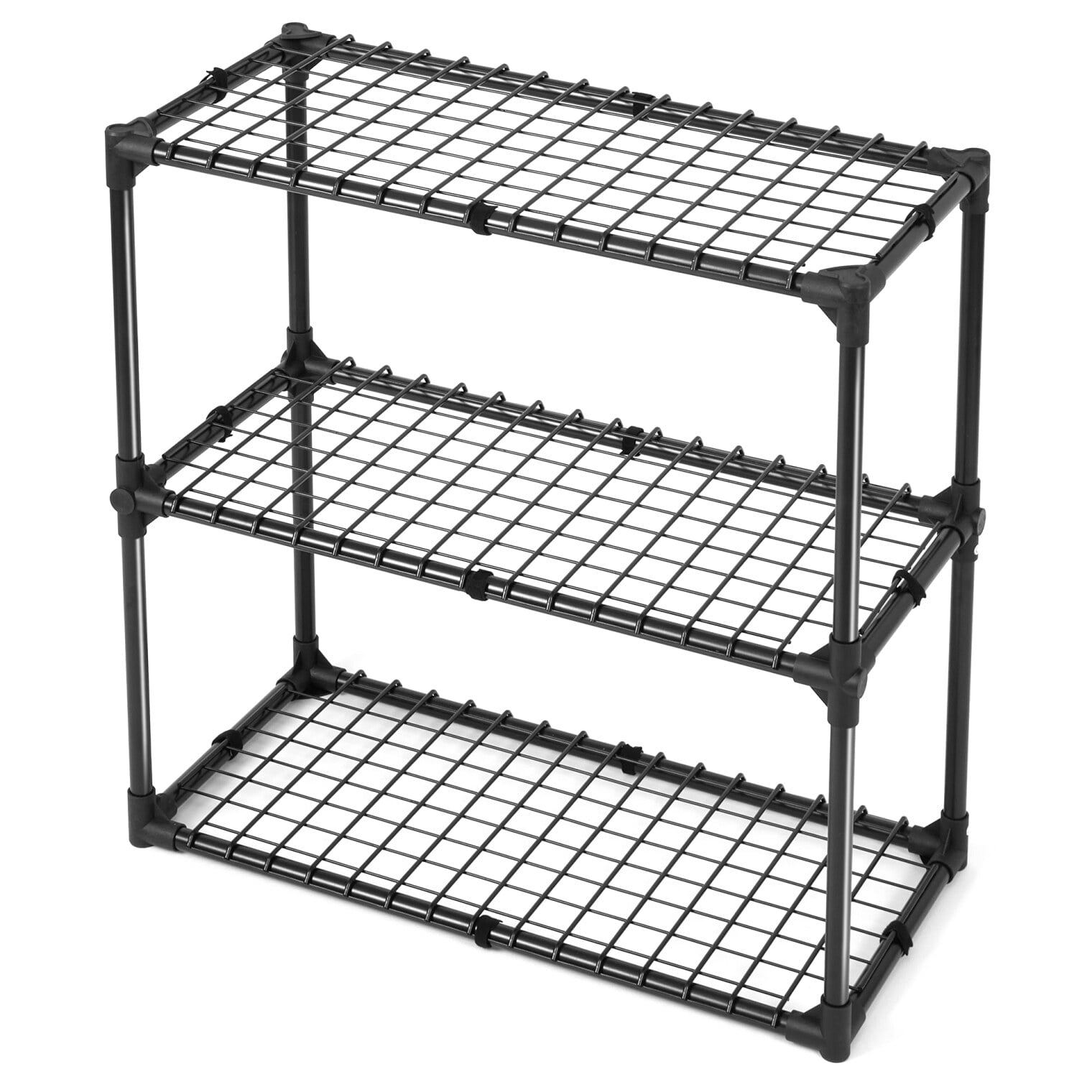 Black 3-Tier Heavy-Duty Steel Storage Shelf