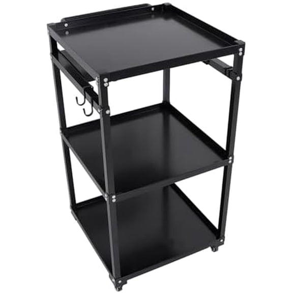 3-Shelf Adjustable Mobile Workstation Cart Black 22 x 22 x 42 AV Cart Fit for Home, Office, School, Logistics, Workstations, Etc$$Office