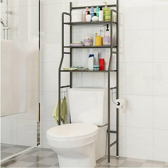 3 Shelf Bathroom Space Saver,Over The Toilet Rack,Bathroom Corner Stand Storage Organizer Accessories,The Washing Machine,Bathroom Tower Shelf- Black