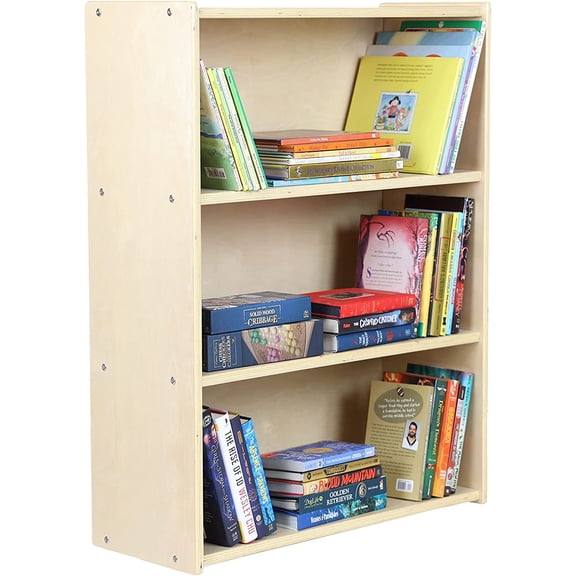 3-Shelf Bookcase, Montessori Bookshelf and Storage Unit in Birch Plywood, Arts & Crafts Supplies Organizer for Toddlers (42")