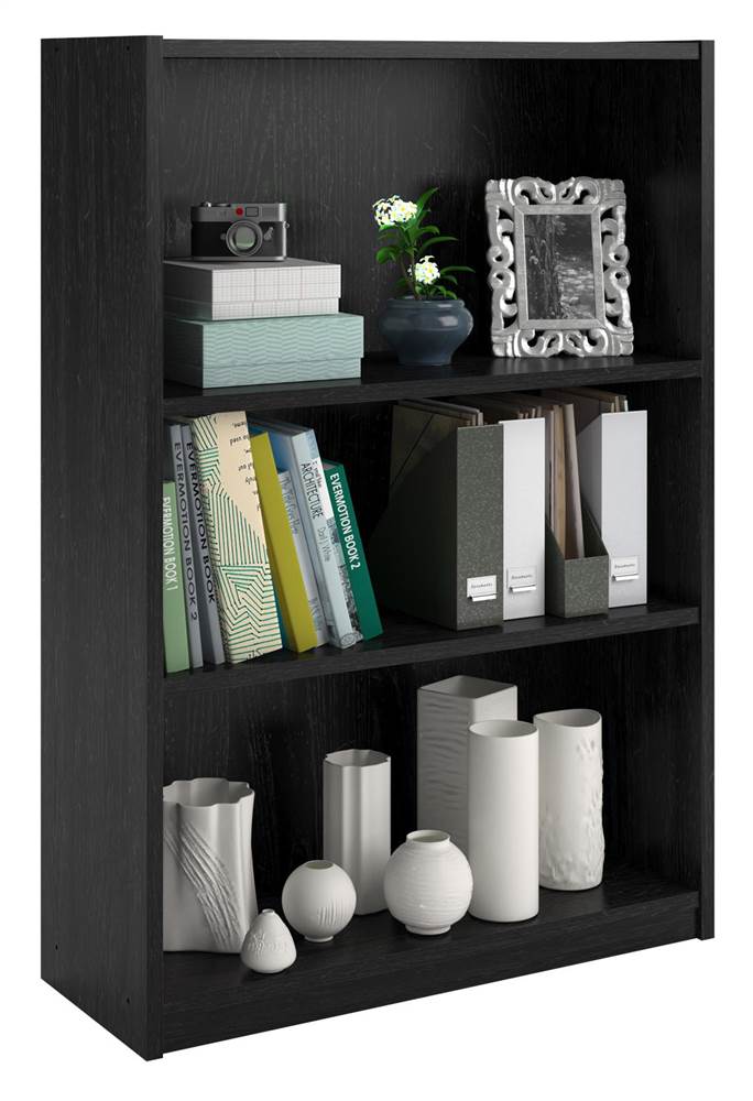 3-Shelf Bookcase in Black Ebony Ash Finish - image 1 of 4
