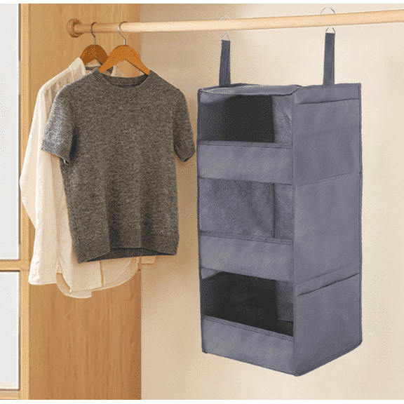 3-Shelf Collapsible Hanging Closet Shelves ,in Gray,Perfect for Closet & RV,1-Pack