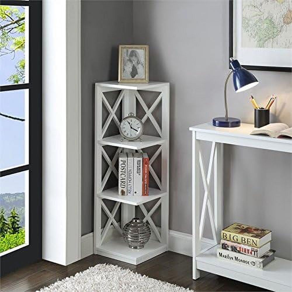 3 Shelf Corner Bookcase In White