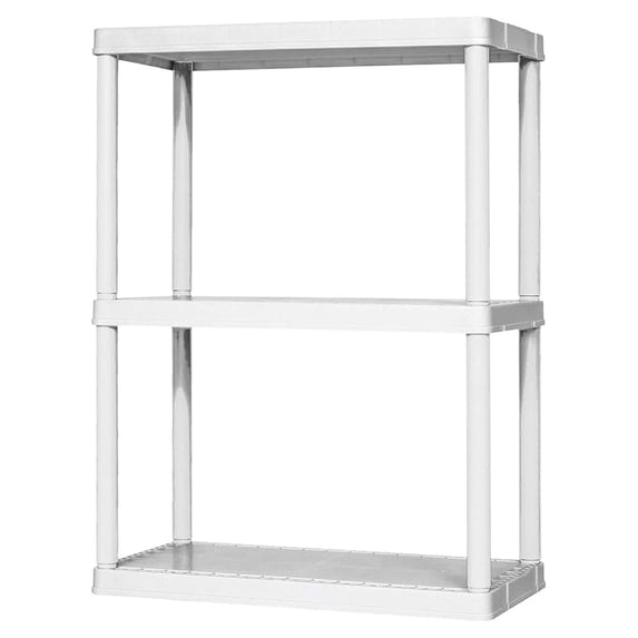 3 Shelf Fixed Height Solid Light Duty Storage Unit 24 x 12 x 33" Organizer System for Home, Garage, Basement, and Laundry, White