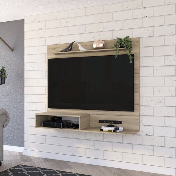 3-Shelf Floating Entertainment in Pine / Enhance Room Decor with Modern Touch