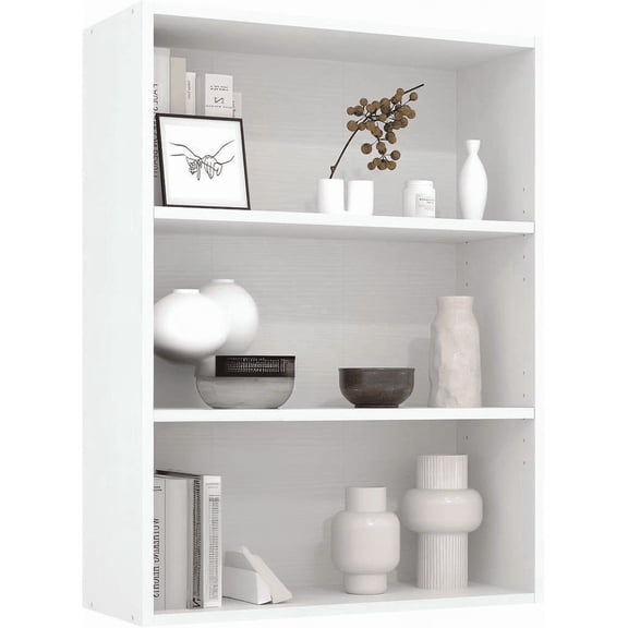 3 Shelf Floor Standing Bookcase 31.5 Inch Tall Open Storage Display Organizer White