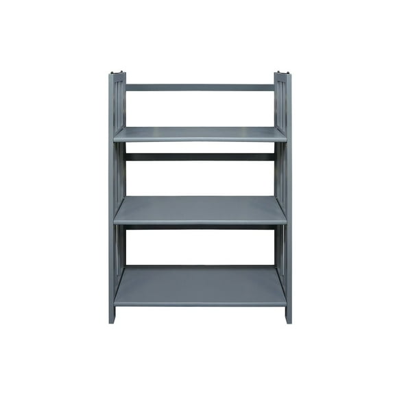 Casual Home 3-Shelf Folding Stackable Bookcase 27.5" Wide, Slate Gray