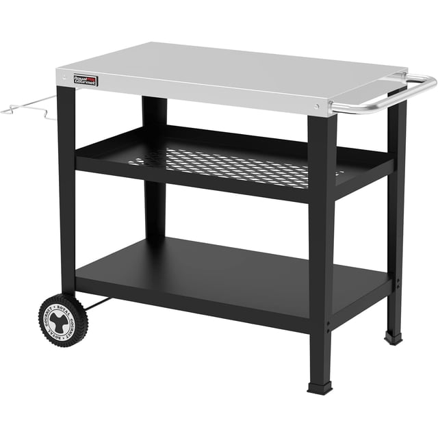 3Shelf Grill Cart with Wheels, 33.5" L x 20" W Stainless Steel