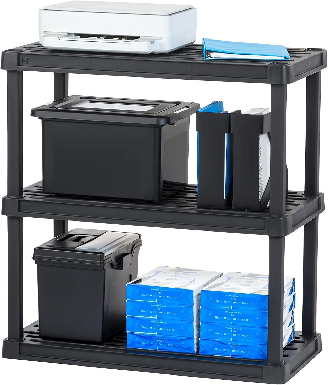 Black Heavy Duty 3-Tier Plastic Storage Shelving Unit