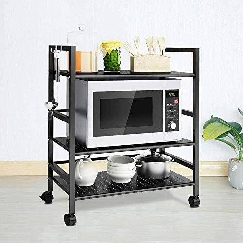 3 Shelf Kitchen Carts Metal Rolling Kitchen Cart Organizer Microwave Oven Stand Kitchen Island