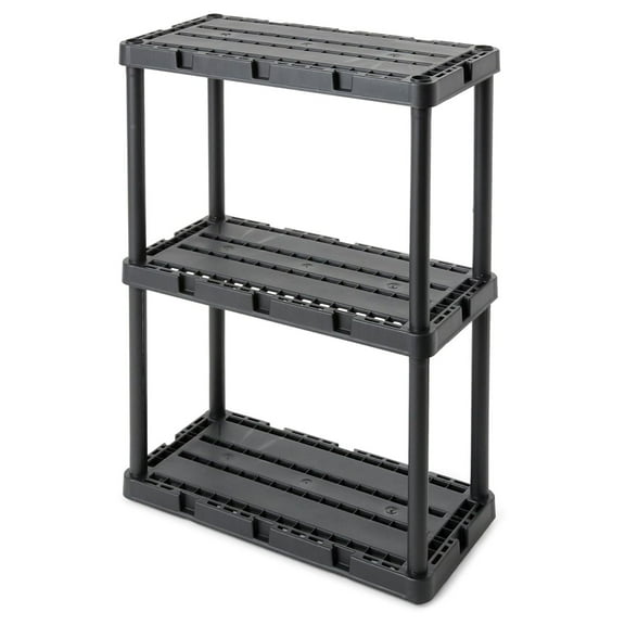 3 Shelf Knect-A-Shelf Solid Light Duty Storage Unit 12 x 24 x 33 Organizer for Home, Garage, Basement & Laundry, Black 3 Shelf - Black 1 Pack