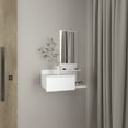 thumbnail image 1 of 3 Shelf Mirror Console Table In White With Full Extension Drawer - , Modern Home Accent And Entryway, 1 of 2