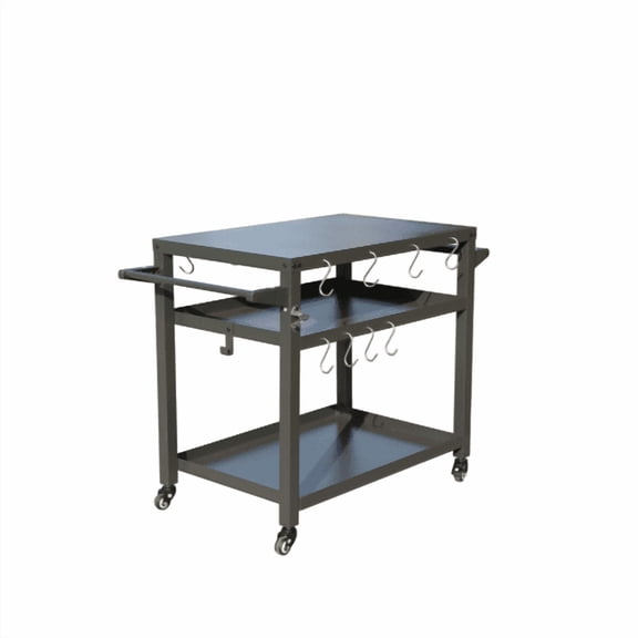 3-Shelf Outdoor Grill Prep Cart with Wheels, Propane Tank Hook Grill Stand, Pizza Oven & Food Prep Table Compatible with Blackstone Griddle for Outside BBQ