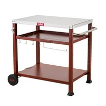 3-Shelf Outdoor Grill Table, Grill Cart Pizza Oven Table for Outside, Movable Prep Cart, Indoor & Outdoor Cooking Station, Grill Cart with Wheels, Metal Work Table for Ooni Blackstone Griddle,Coffee