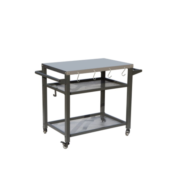 3-Shelf Outdoor Grill Table with Wheels, Stainless Steel Prep Cart for Blackstone Griddle, 42" Grey