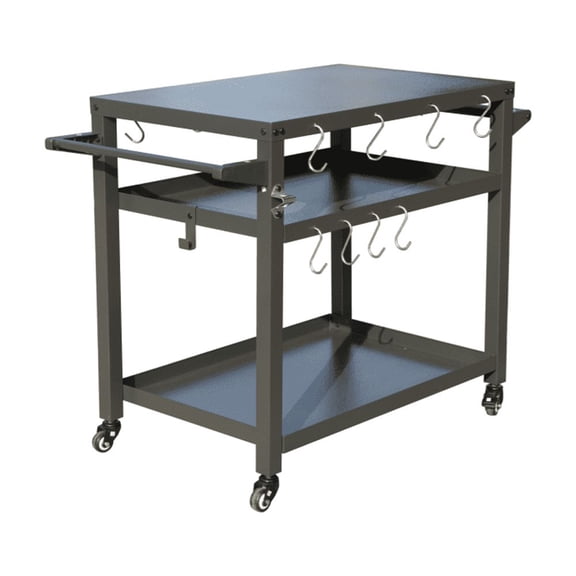 3-Shelf Outdoor Grill Table, Grill Cart with Wheels, Outdoor Pizza Oven Table and Food Prep Table, Propane Tank Hook, Grill Stand Griddle for Outside BBQ