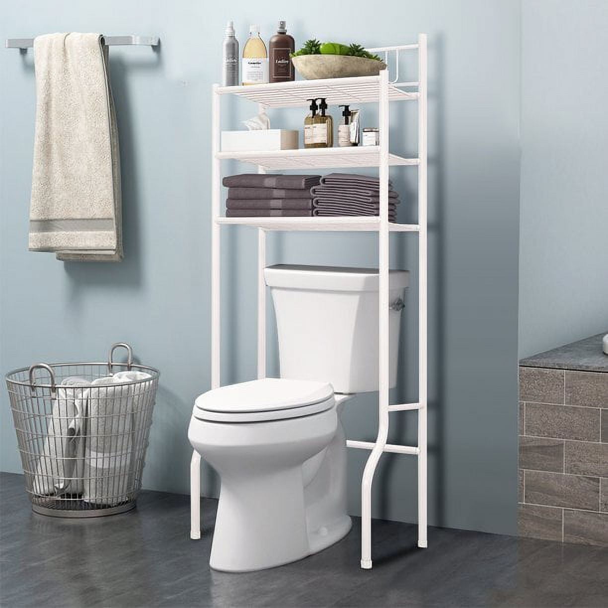 3 Shelf Over The Toilet Bathroom Space Saver Metal Towel Storage Rack