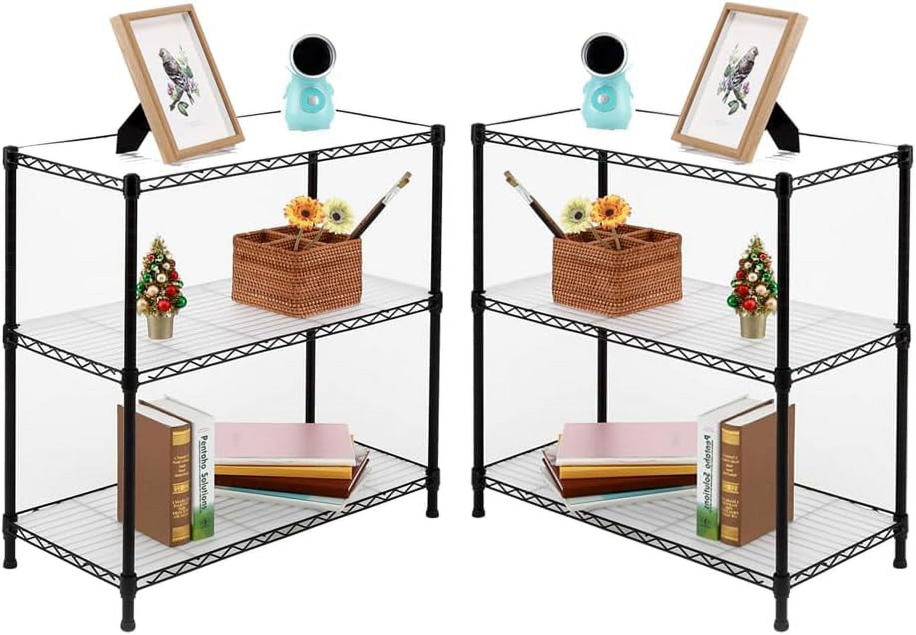 3Shelf Shelving Unit with 3Shelf Liners, Adjustable Rack, Steel Wire Shelves, Shelving Units