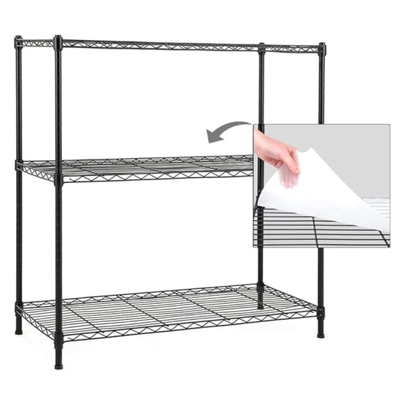 3-Shelf Shelving Unit with 3-Shelf Liners, Adjustable Rack, Steel Wire Shelves and Storage for Kitchen and Garage (36W x 16D x 36H)