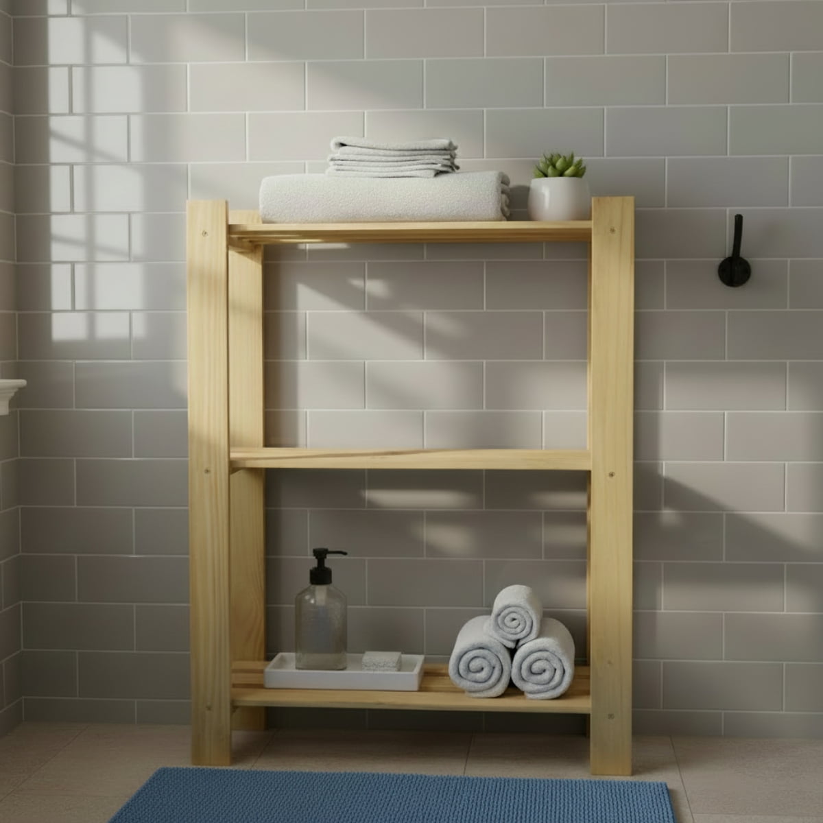 3 Shelf Slatted Storage Unit Antique Brown | Furniture Dash - Walmart.com
