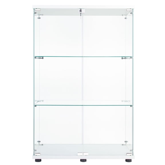 3 - Shelf White Two - Door Glass Display Cabinet / Useful for Storefronts