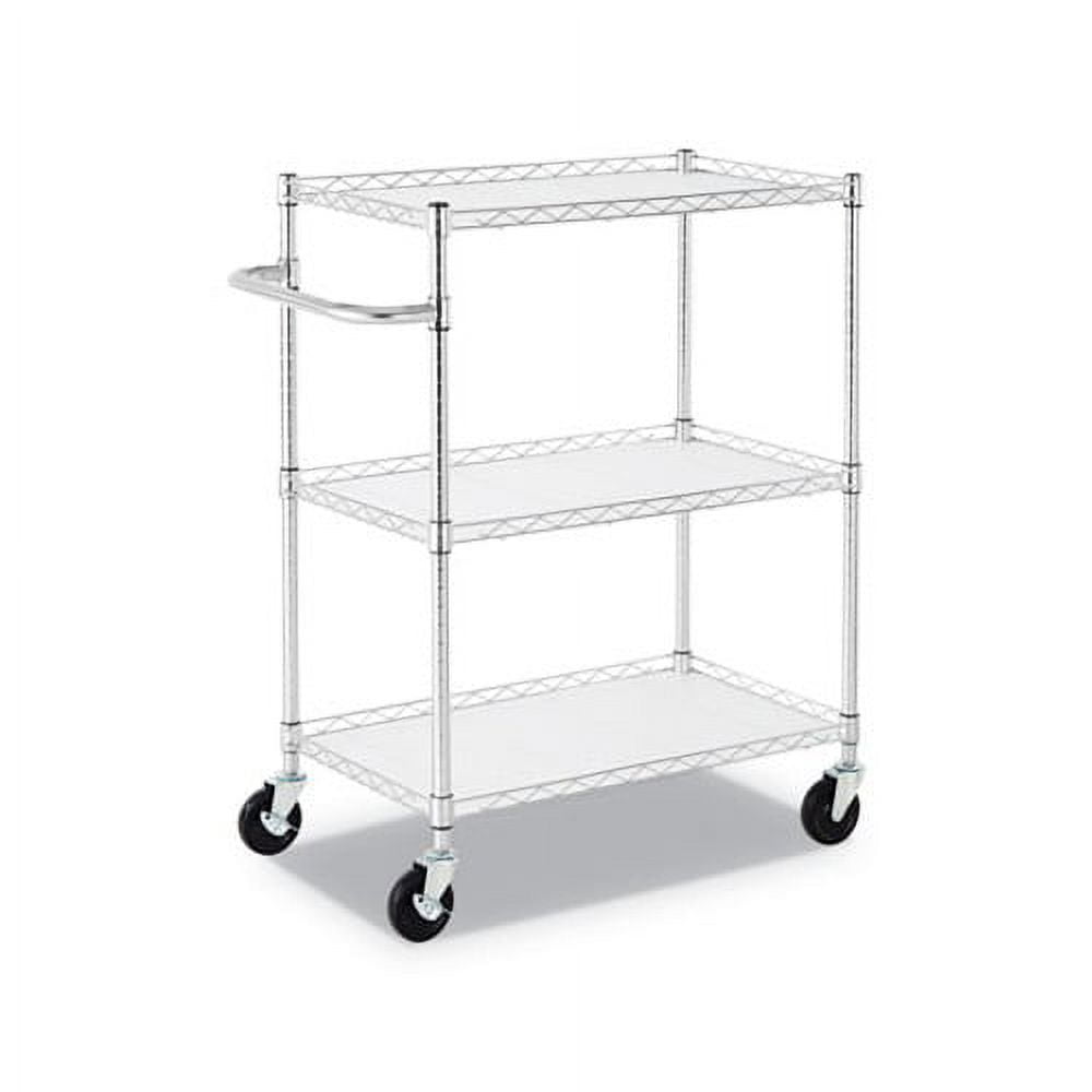 3-Shelf Wire Cart with Liners 34.5w x 18d x 40h, Silver, 600-lb Capacity