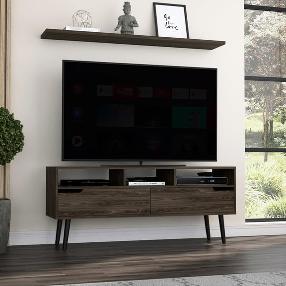 3 Shelves 2 Drawers TV Stand / Provides Space for Home Media