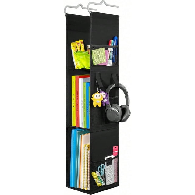 3 Shelves Hanging Locker Organizer Storage, Black Adjustable Locker