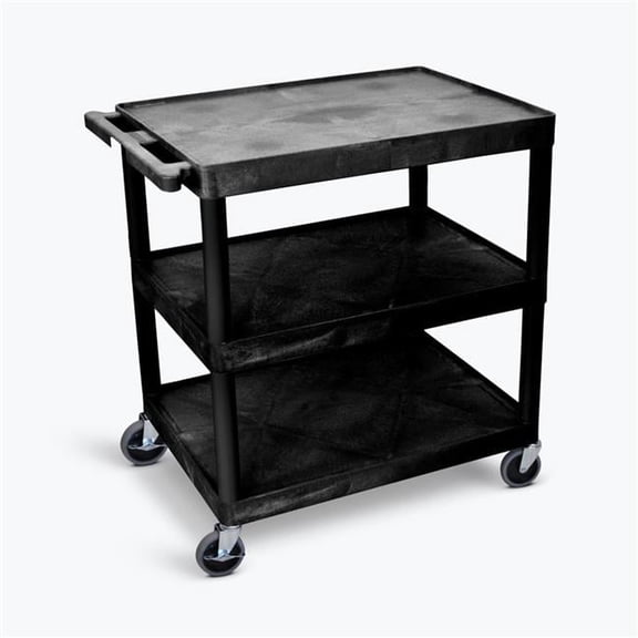 3 Shelves Structural Foam Plastic Utility Cart, Black