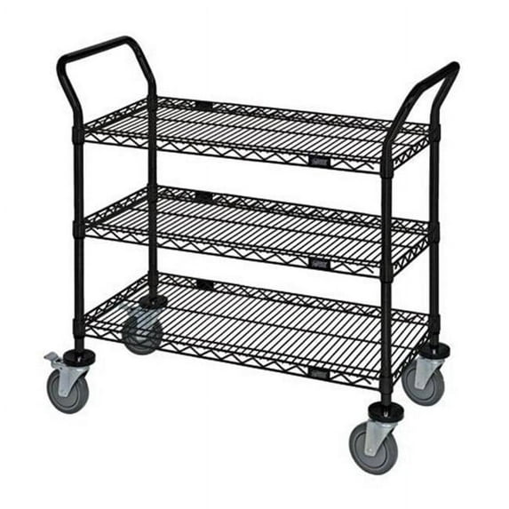 3 Shelves Wire Utility Carts - Black - 24 x 36 in.