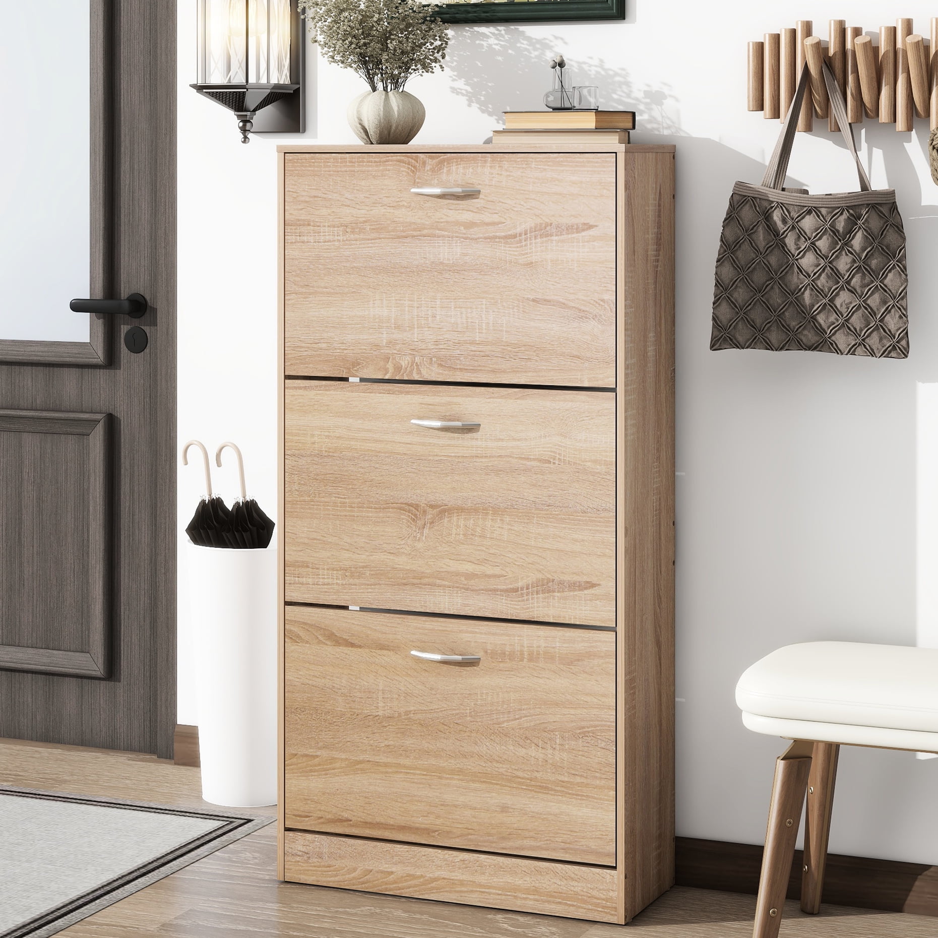 3 Shoe Rack - Wood Storage Solution. Particle Board Material, -, 2 ...