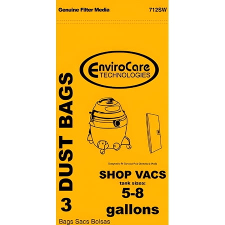 EnviroCare Replacement Vacuum Cleaner Dust Bags for Shop Vac Type E 5-8 Gallon Wet Dry Vacuums 3 pack price history and forecast - Shop-Vac 712SW
