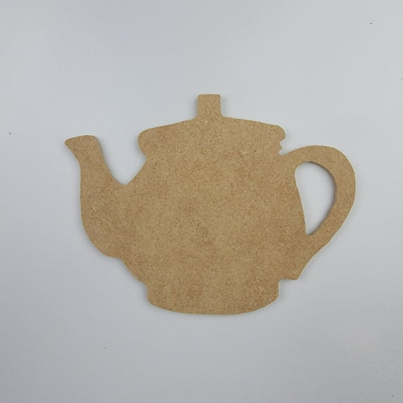 3" Short Teapot, Unfinished Wood Art Shape by Wooden Craft Cutouts, 1-4 Thickness