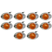 3 Side Marker Light 3 LED Chrome Surface Mount Bullet Plug Waterproof 10x Amber