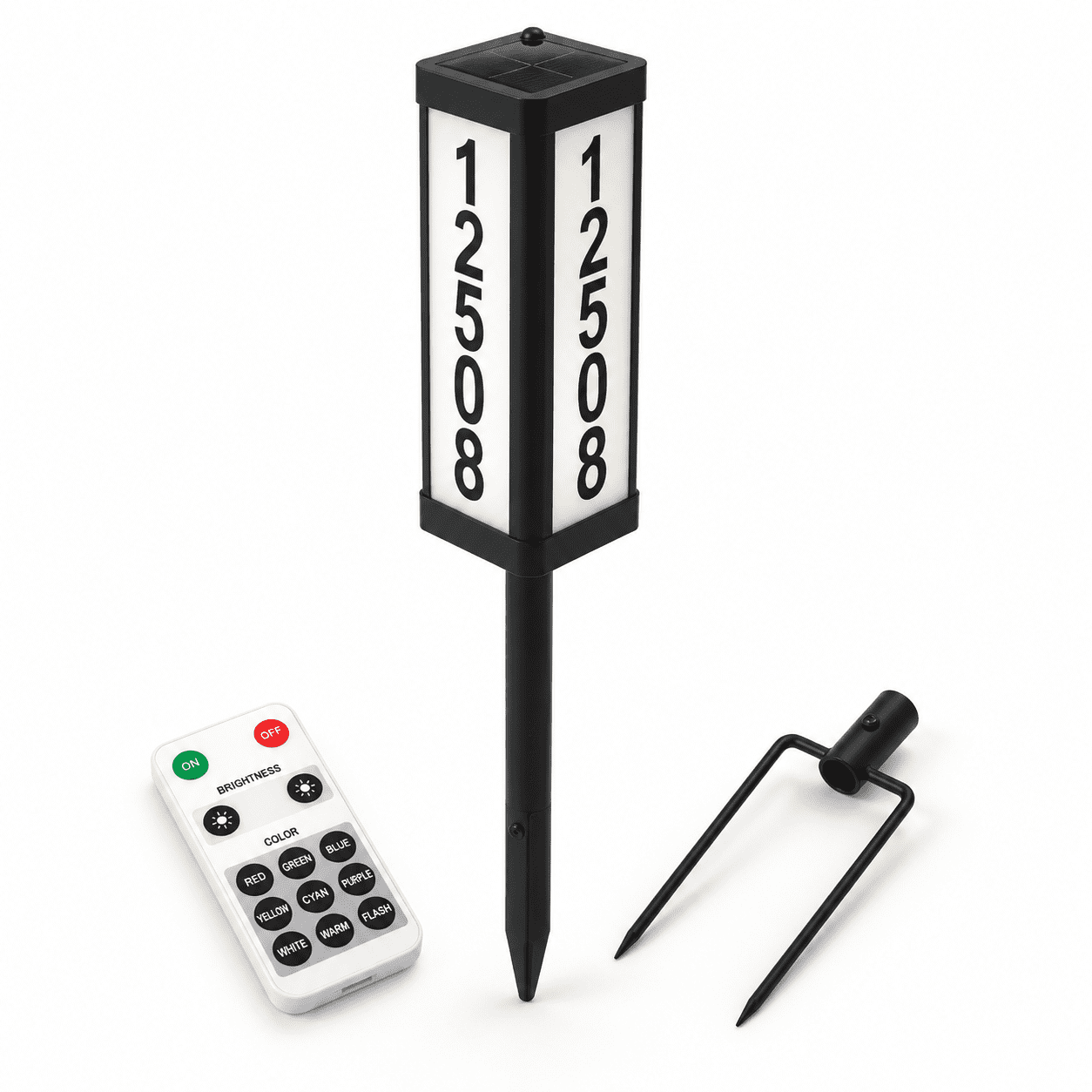 Remote Addressing 3 Side Solar Address Plaque Lighted House Numbers For Outside ...
