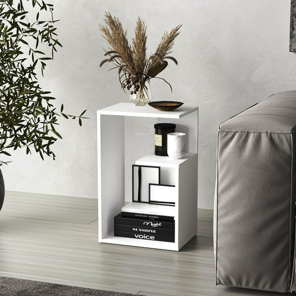 3 Side Table 25" High, White, For Displaying Decor Items Adds A Modern Touch