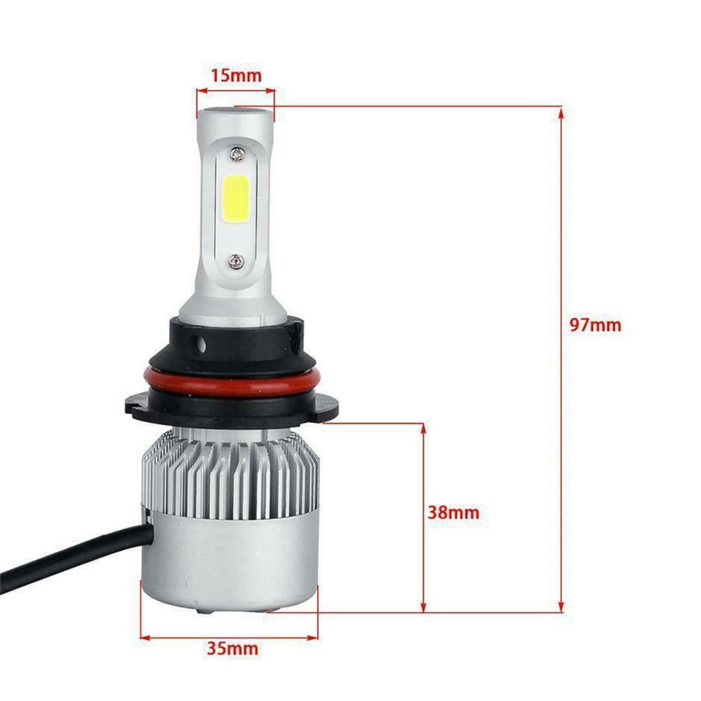 3-Side White 9004 Led 6000K Headlight Bulbs High Low Beam Super White Fog Bulb Fangkenuo