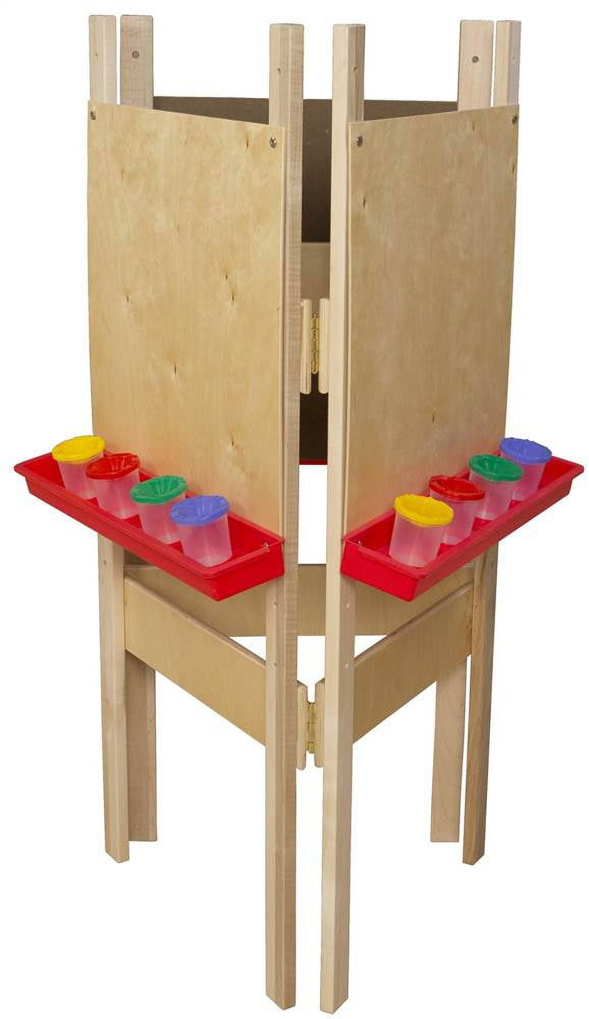 Maple and Plywood 3-Sided Adjustable Easel with Plastic Trays