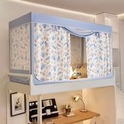 3-Sided Blackout Dorm Privacy Curtains 90x190x120cm with Mosquito Net for Bunk Beds