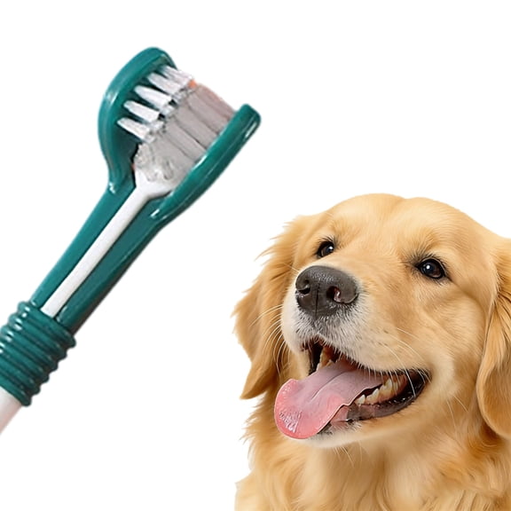 3 Sided Dog Toothbrush for Medium Large Dogs – Soft Bristle Cat Toothbrush with Tongue Scraper – Easy Teeth Cleaning and Care for Pets – 6.9 Inches