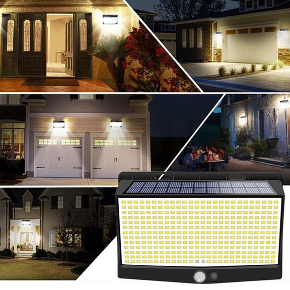 3-Sided Illuminated Solar Wall Lights Outdoor, PIR Motion Sensor Solar Security Light, IP65 Waterproof 3 Modes LED Solar Flood Light for Porch Garage Yard Patio Fence Pathway
