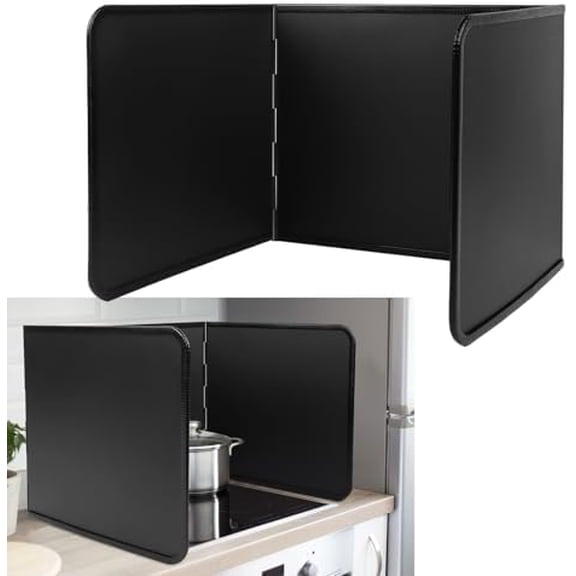 3 Sided Oil Splatter Guard Grease Splatter Guard Stove Splatter Guard, Splatter Guards Splatter Screen for Frying Pan,Large Foldable Splash Guard for Stove Top, Upgrade Steel Splatter Shield,30CM
