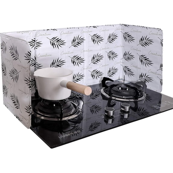 3 Sided Splatter Guard Foldable Grease Splatter Screen for Frying Pan Aluminum Foil Splash Guard for Stove Top Oil Splash Insulation Block Barrier for Cooking Kitchen Restaurant Use