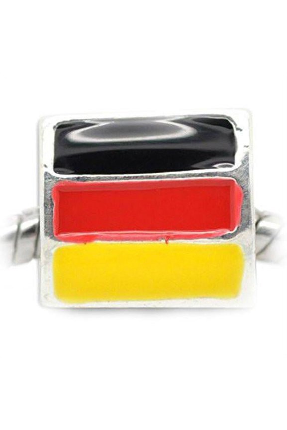 3 Sided Triangle Germany Flag Charm Spacer European Bead Compatible for Most European Snake Chain Bracelet